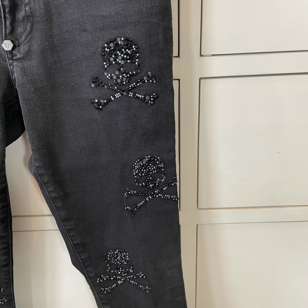 PHILIPP PLEIN black crystal skull jeans